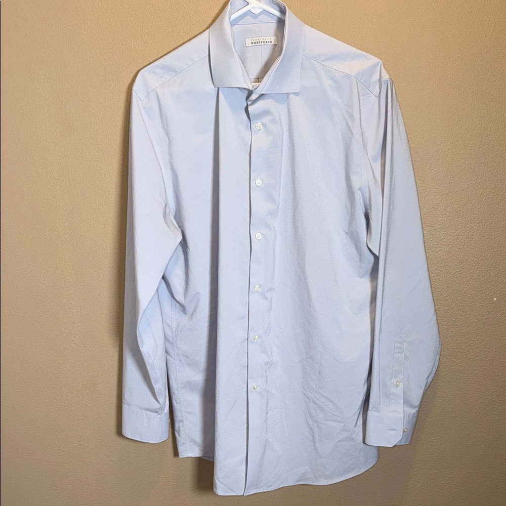 Perry Ellis Portfolio Light Lavender Dot Texture Men’s Dress Shirt SZ 16.5/34-35